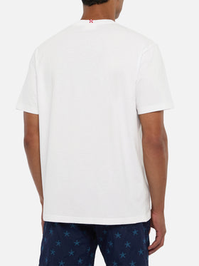 T-shirt in jersey di cotone classica Portofino con ricamo First Class