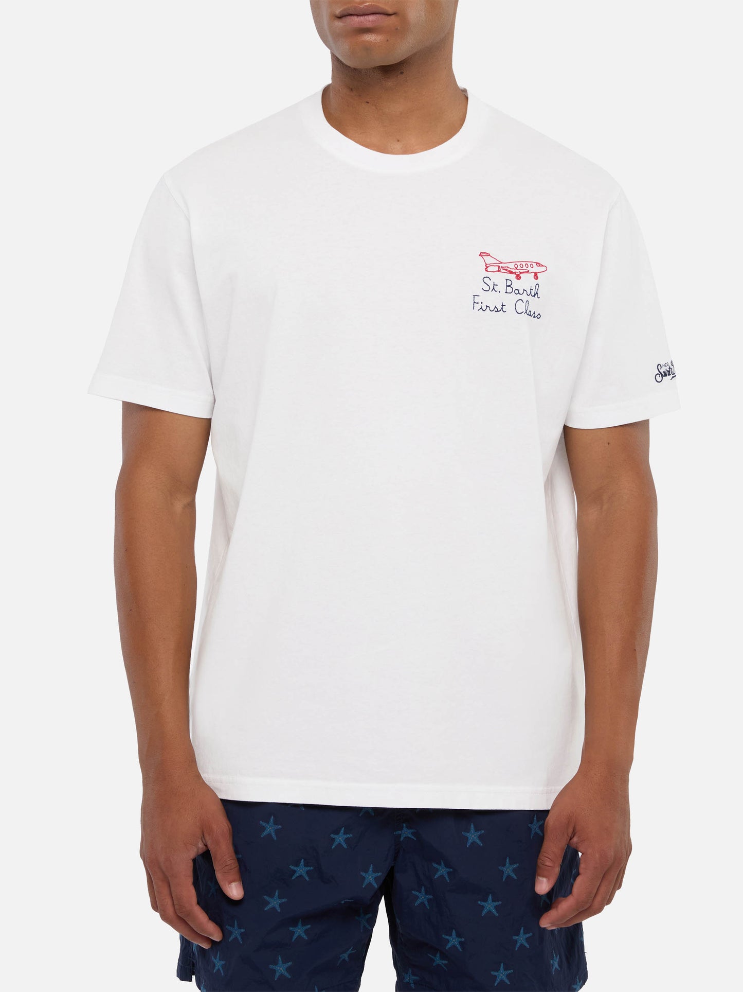 T-shirt in jersey di cotone classica Portofino con ricamo First Class