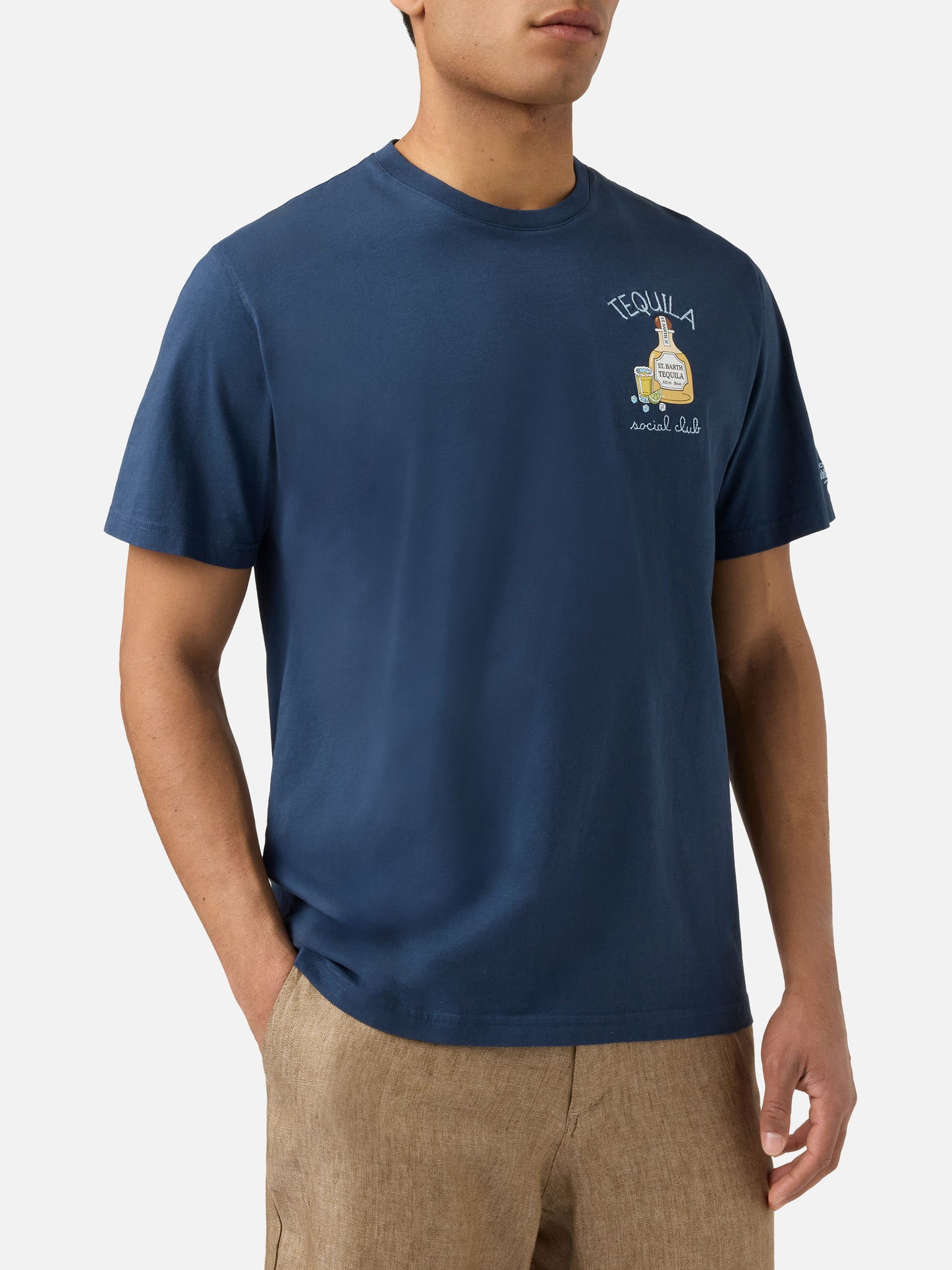 Blue Portofino T-shirt with Tequila Social Club embroidery