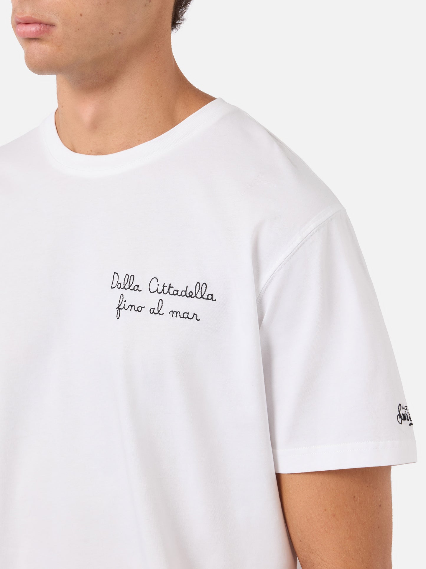 Camiseta Portofino blanca con bordado Pisa SC Dalla Cittadella fino al mar | PISA SC SPECIAL EDITION 