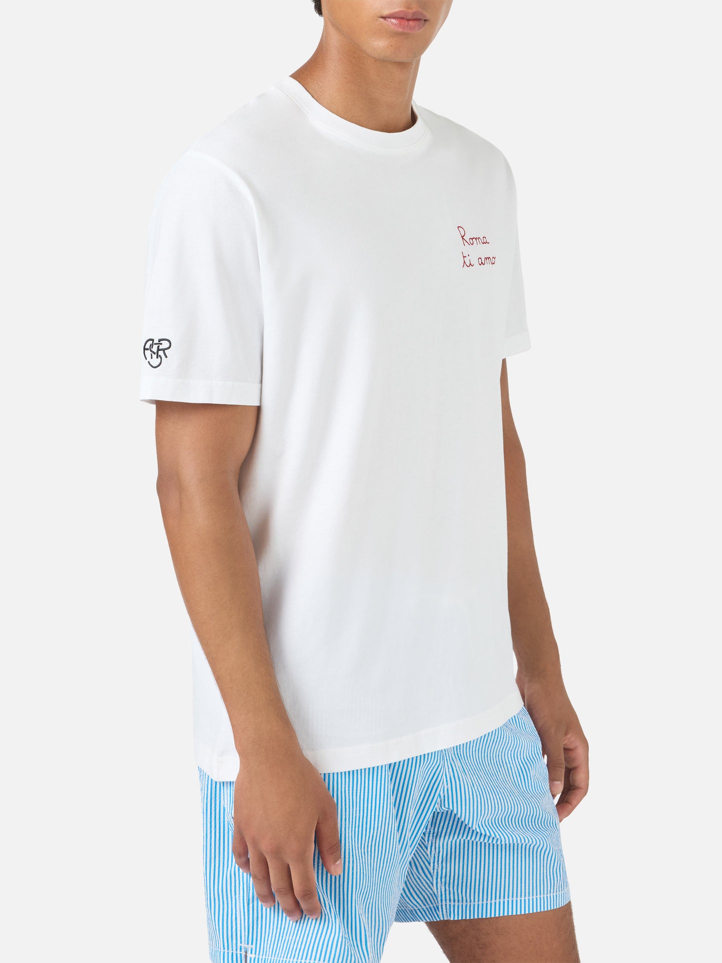 Camiseta Portofino blanca con bordado Roma ti amo | AS ROMA SPECIAL EDITION 