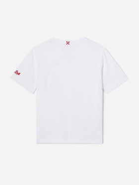 T-shirt Portofino Jr bianca  ricamo My Dad is Superman | Special Edition