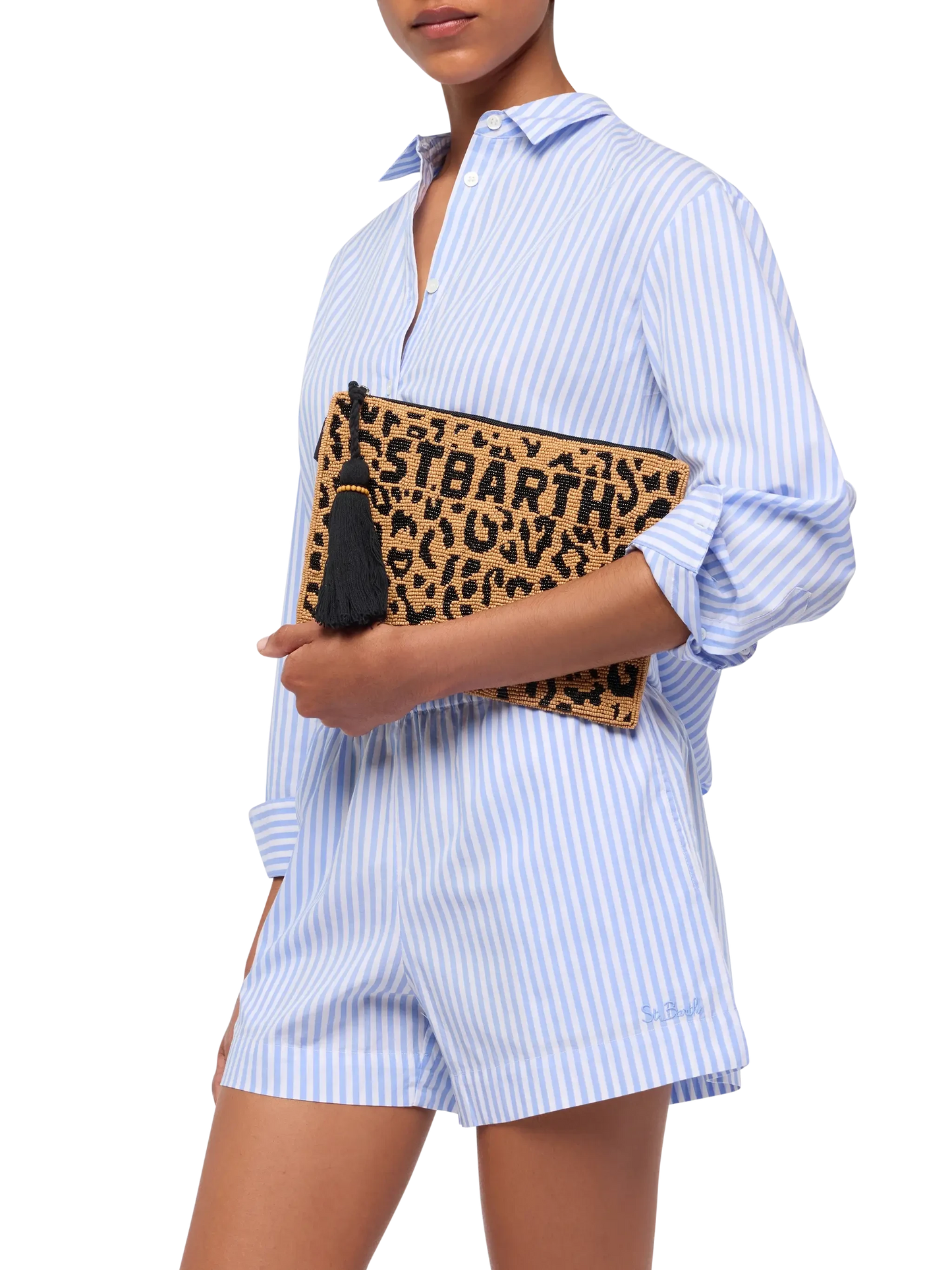 Pearl Pouch with animalier beaded pattern