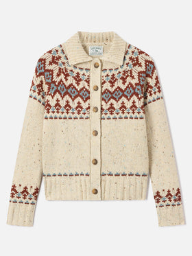 Patty Donegal wool blend cardigan with fair isle pattern