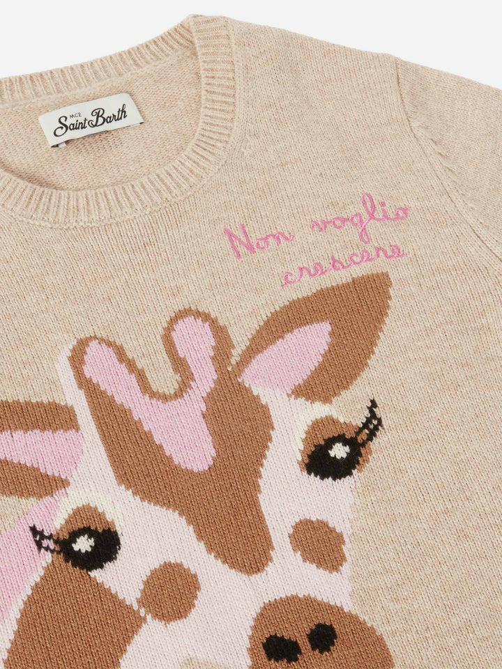 Princess cashmere-blend sweater with Non voglio crescere embroidery