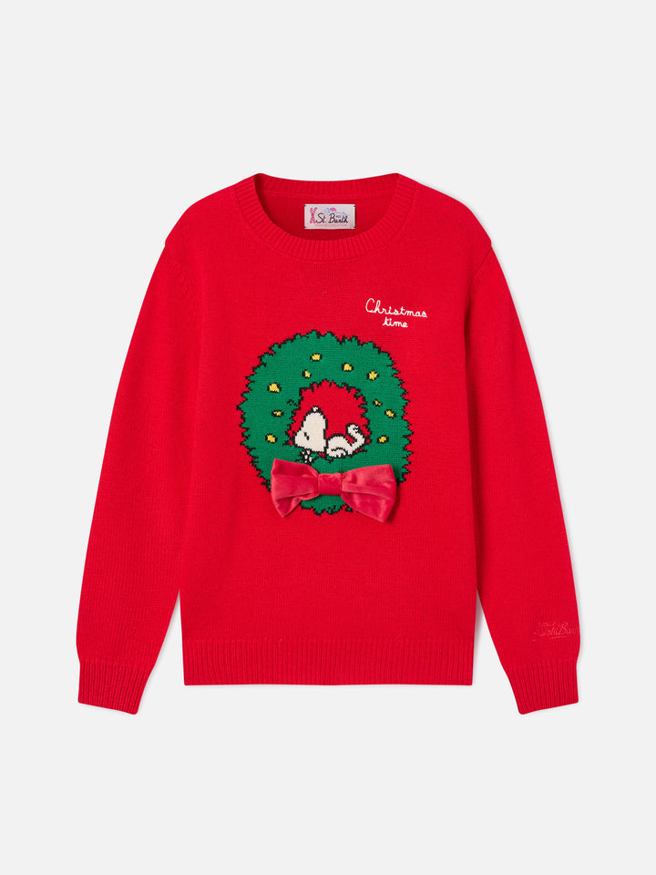 Roter Princess Rundhalspullover mit Snoopy-Patch | Special edition 