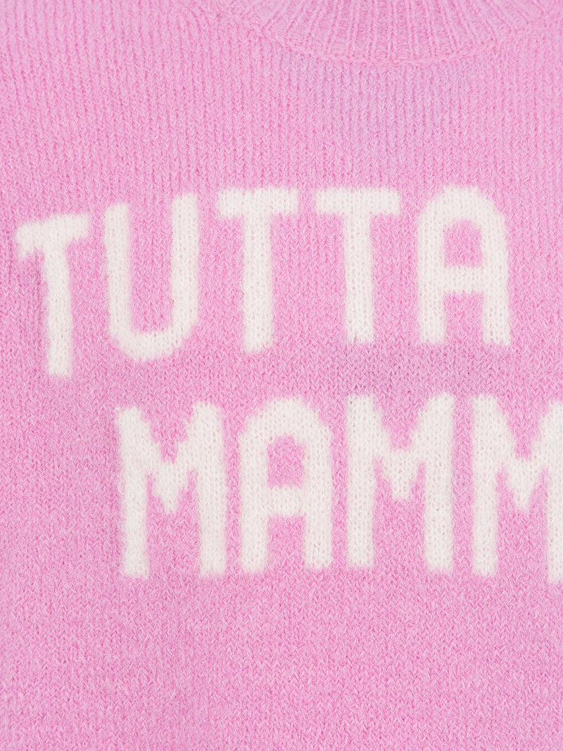 Girl crewneck sweater Princess with Tutta la Mamma jacquard