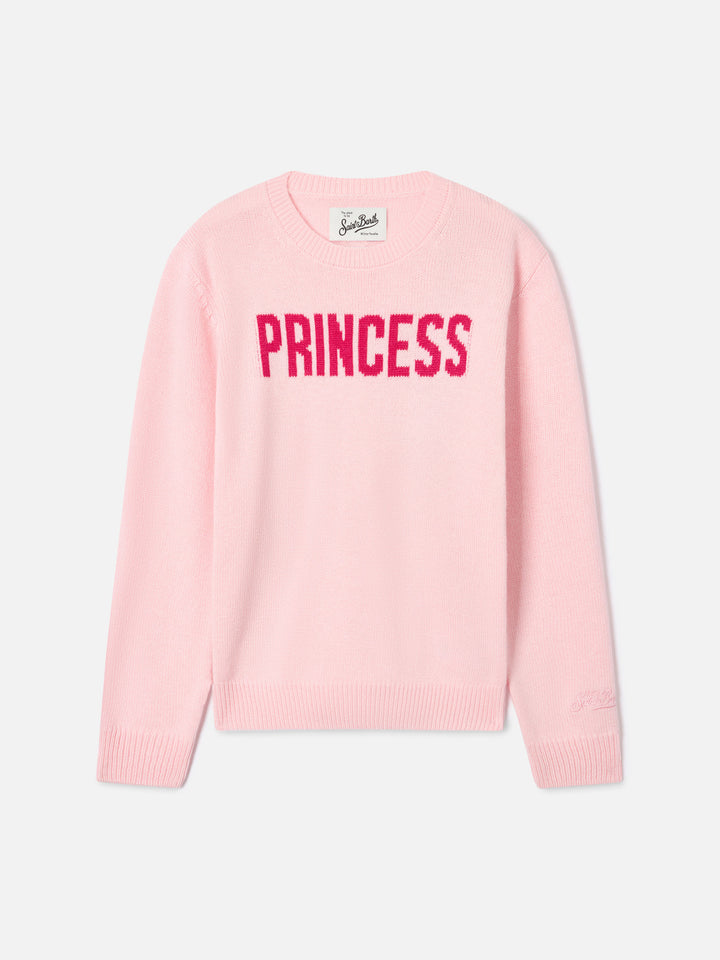 Pull col rond en maille Pink Princess avec intarsia Princess 