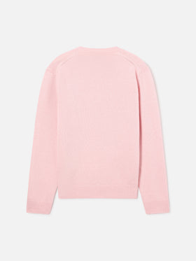 Pink Princess crewneck knit with Mini Mess intarsia