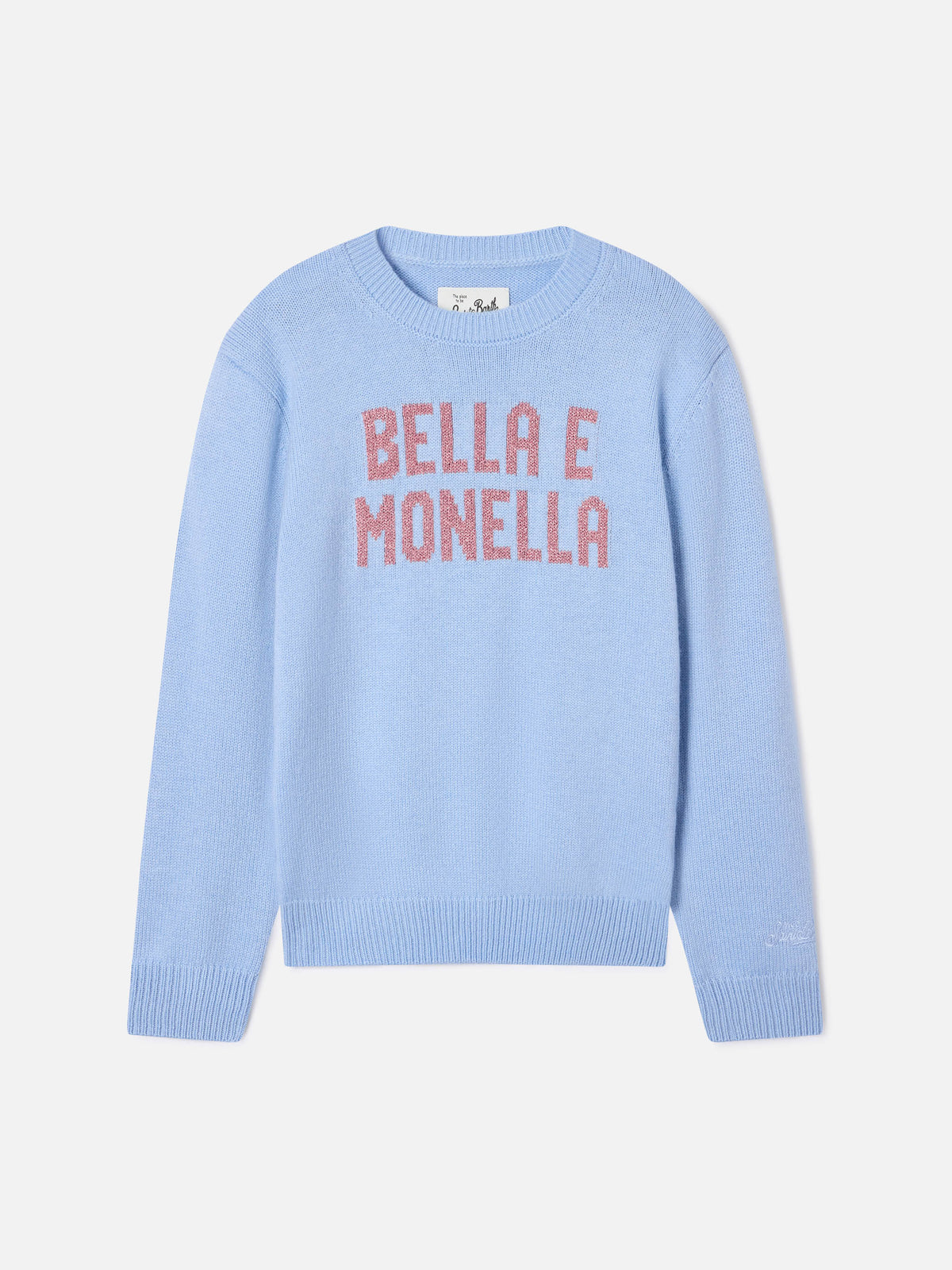 Light blue Princess crewneck knit with Bella E Monella lurex intarsia