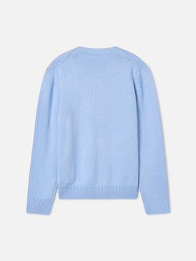 Light blue Princess crewneck knit with Bella E Monella lurex intarsia
