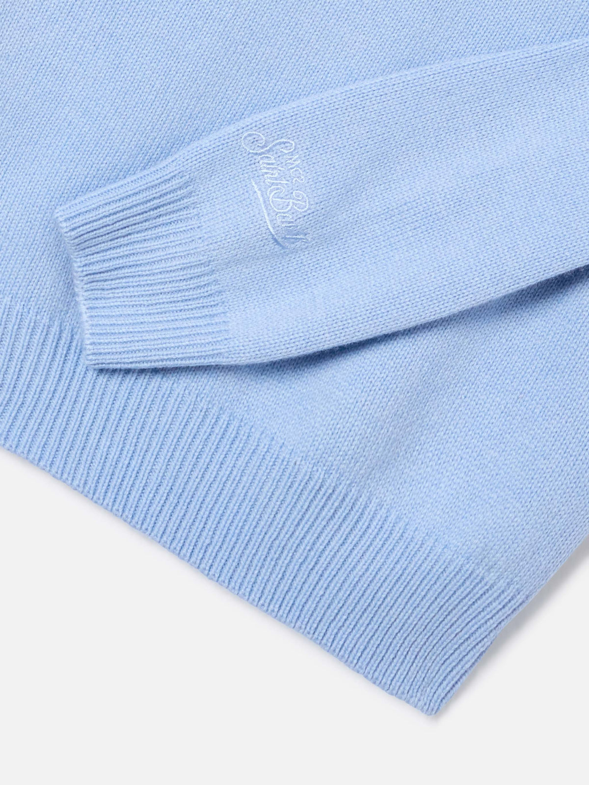 Light blue Princess crewneck knit with Bella E Monella lurex intarsia