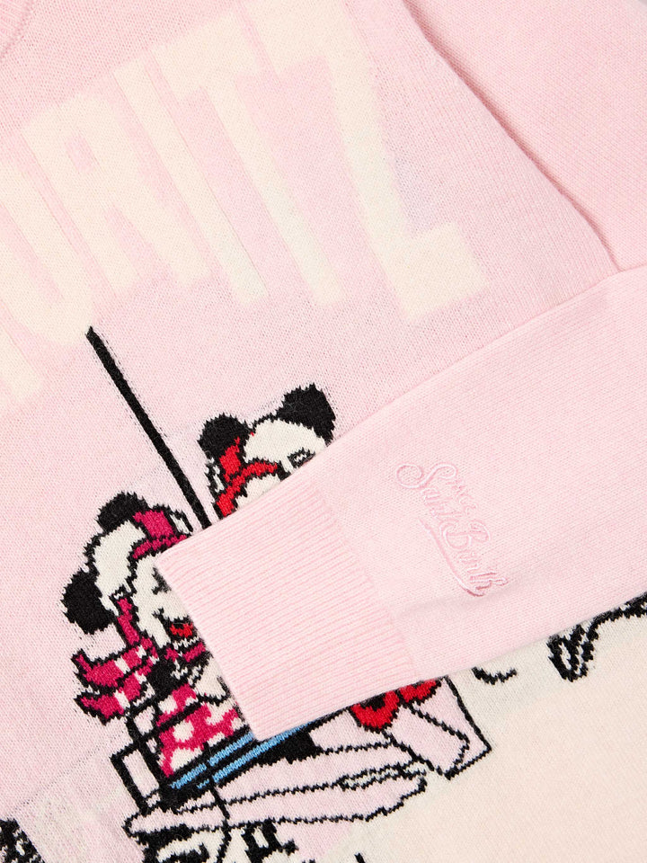 Pull col rond en maille Pink Princess avec intarsia Minnie et Mickey Mouse St. Moritz | Special edition 