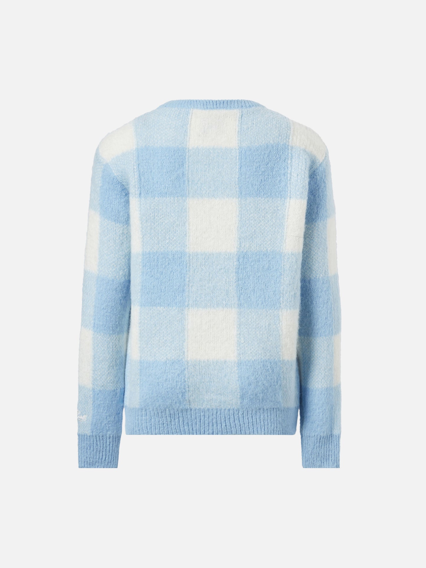 Girocollo con jacquard a quadri e ricamo Uff... che noia