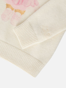 Sweater Princess in cashmere blend with teddy bear print and embroidery