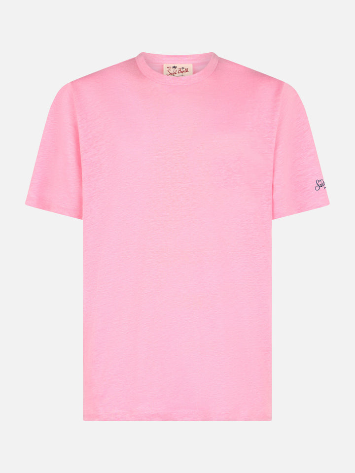 President flamed cotton t-shirt in bubble pink solid color