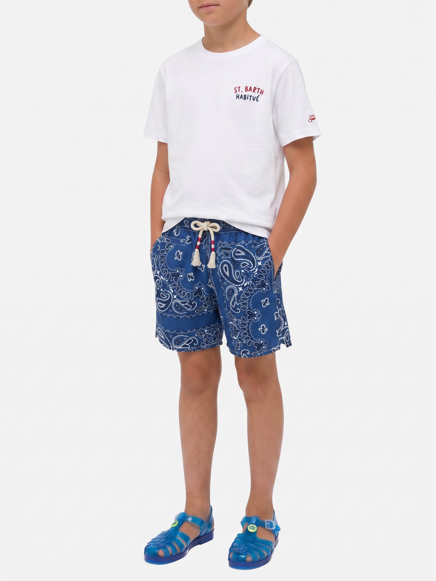 Portland Jr t-shirt with Habitué embroidery on front and back
