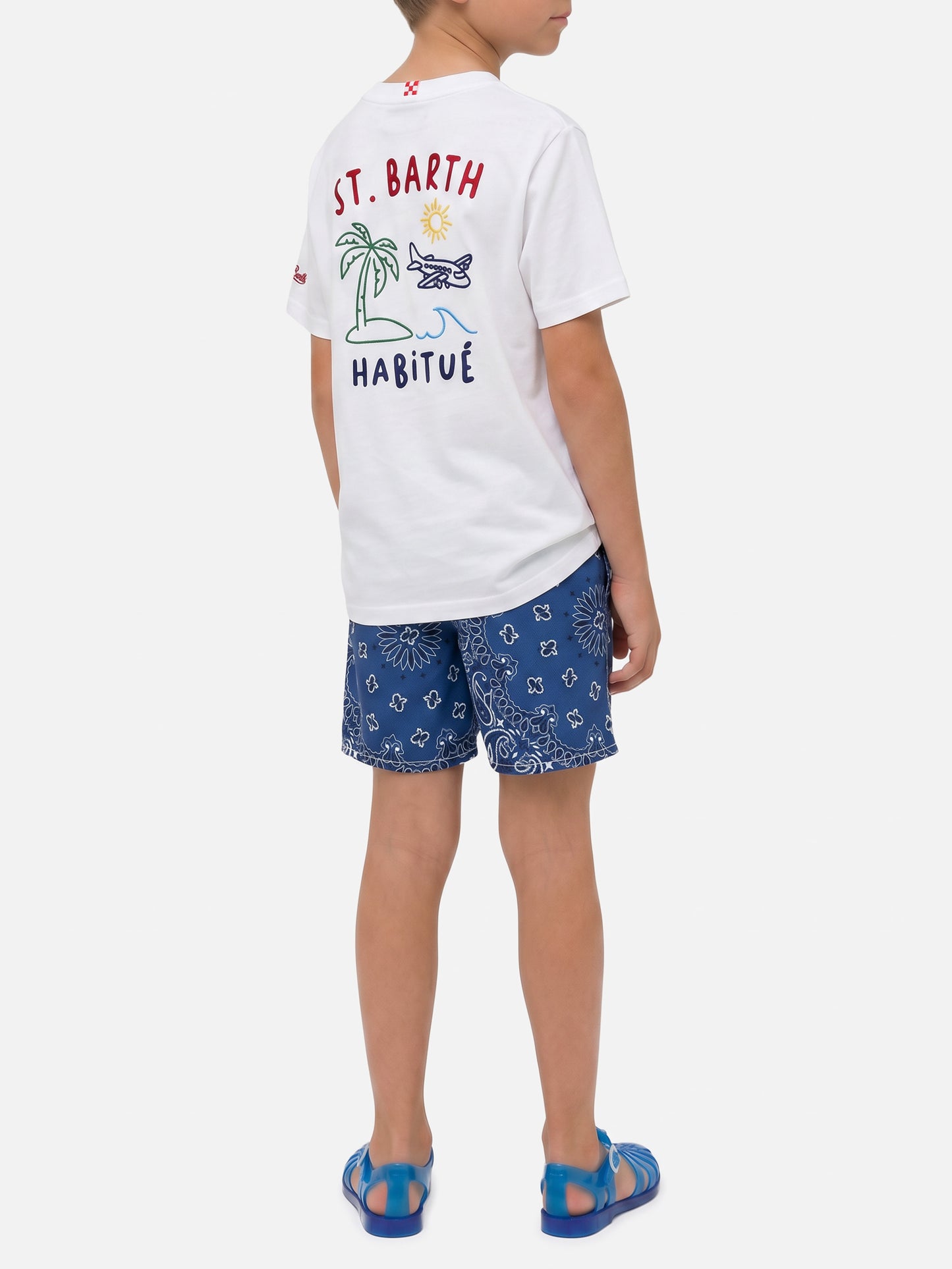 Portland Jr t-shirt with Habitué embroidery on front and back