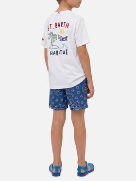 Portland Jr t-shirt with Habitué embroidery on front and back