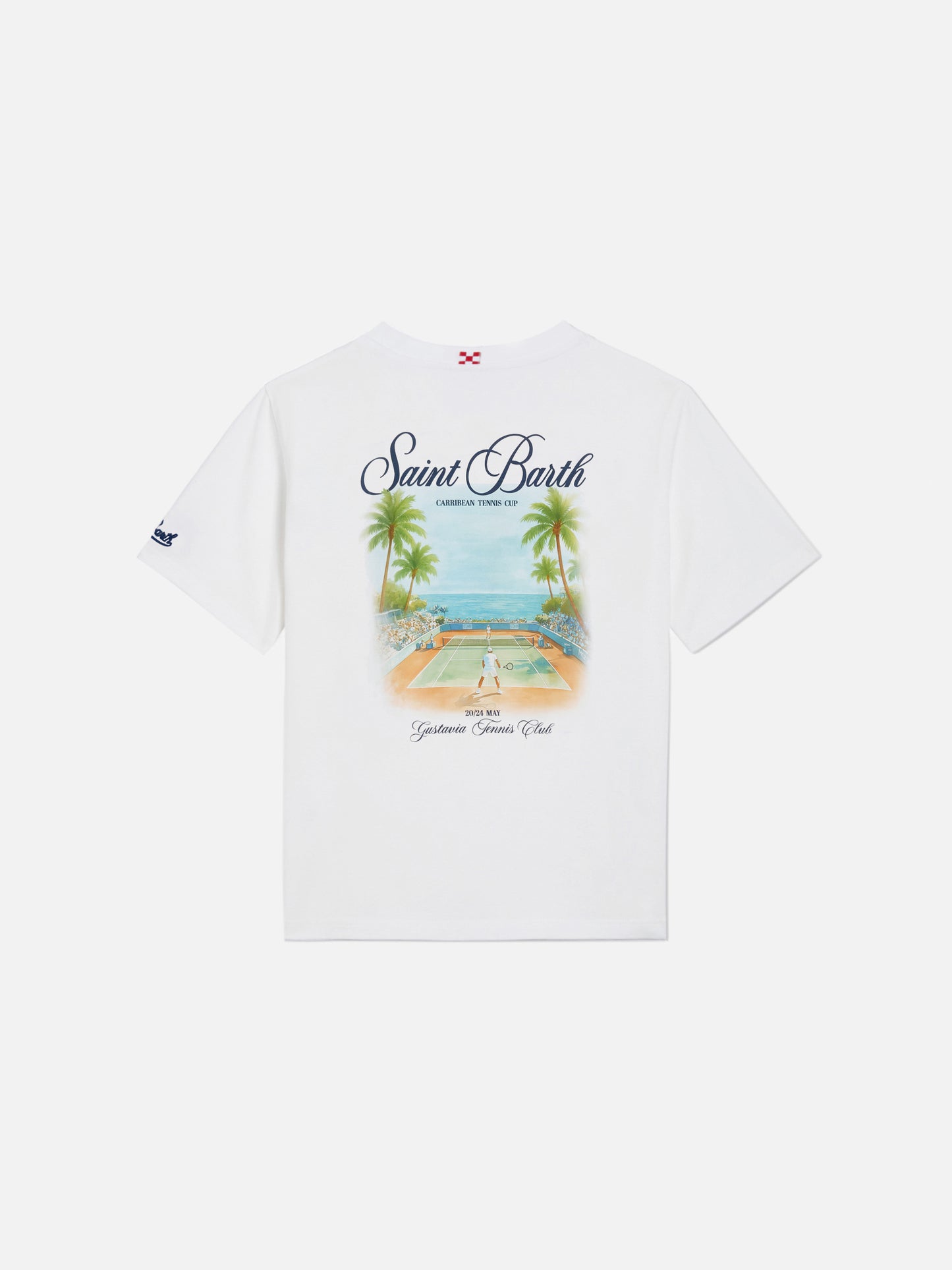 White Portland Jr t-shirt with Caribbean Tennis Cup print