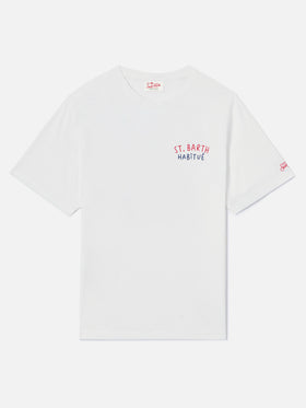 White Portland t-shirt with St. Barth Habitué embroidery