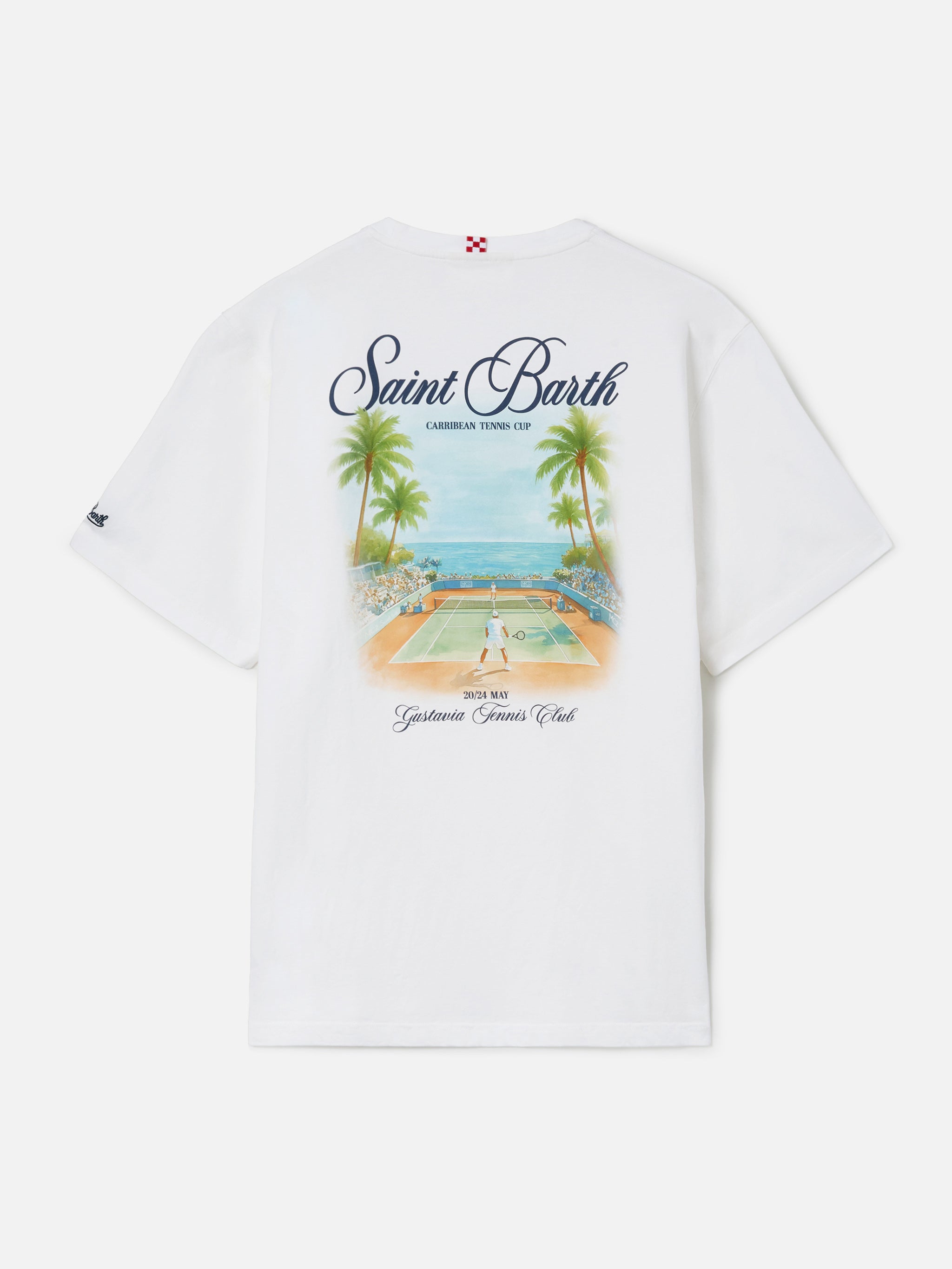 White Portland t-shirt with Caribbean Tennis Cup print – MC2 Saint
