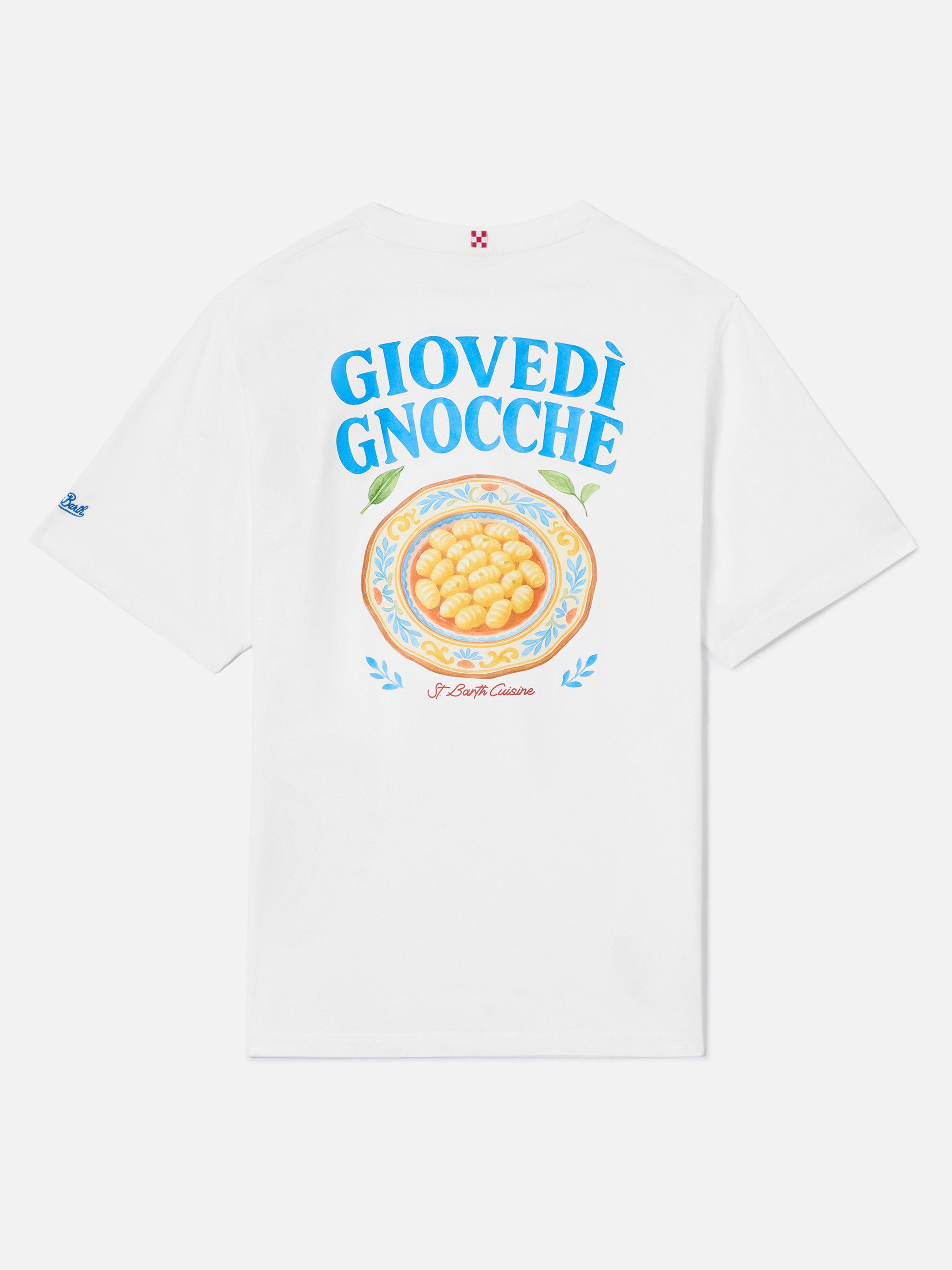 White Portland t-shirt with Giovedì Gnocche illustration – MC2