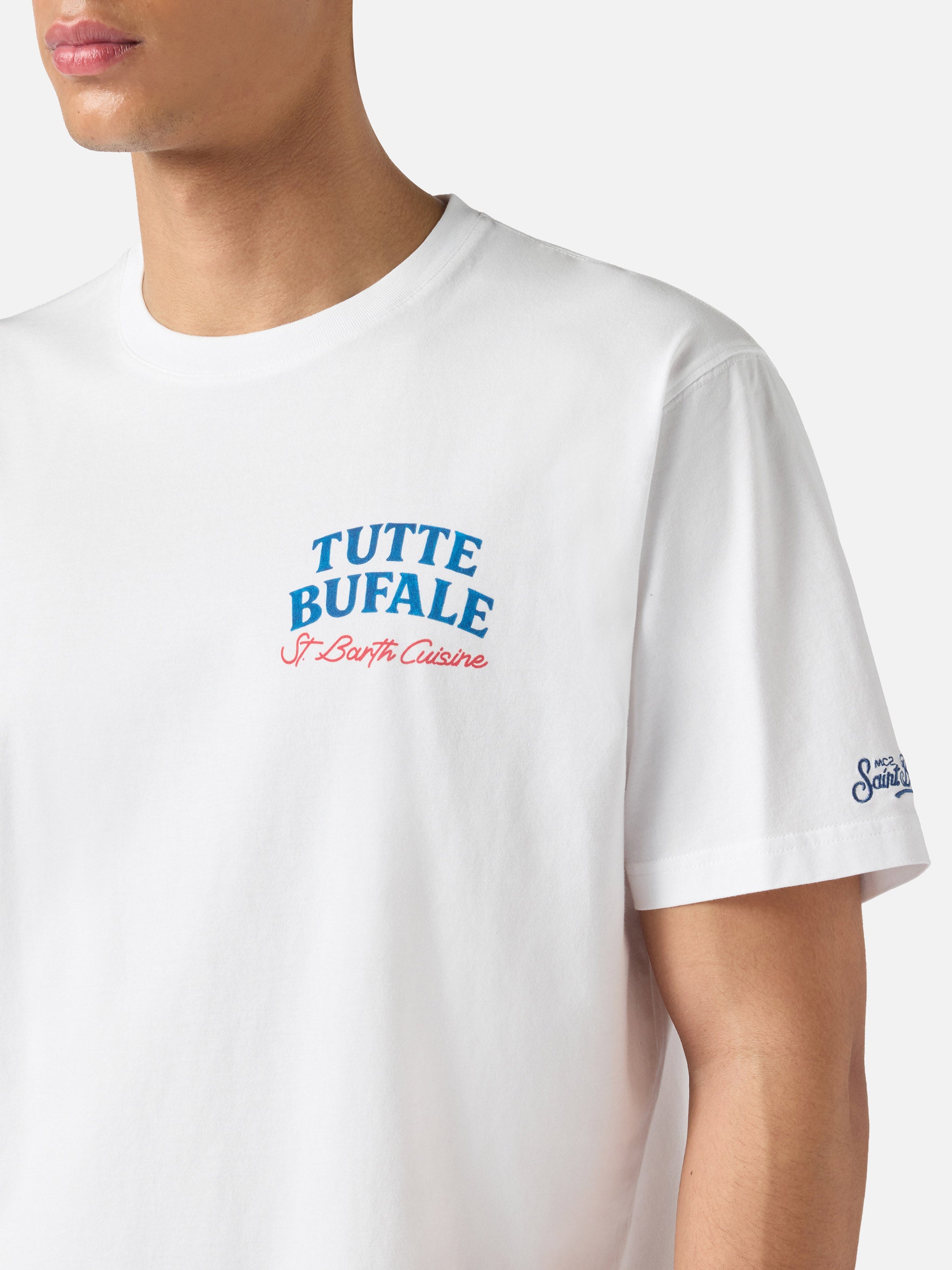 White Portland t-shirt with Tutte Bufale print – MC2 Saint Barth