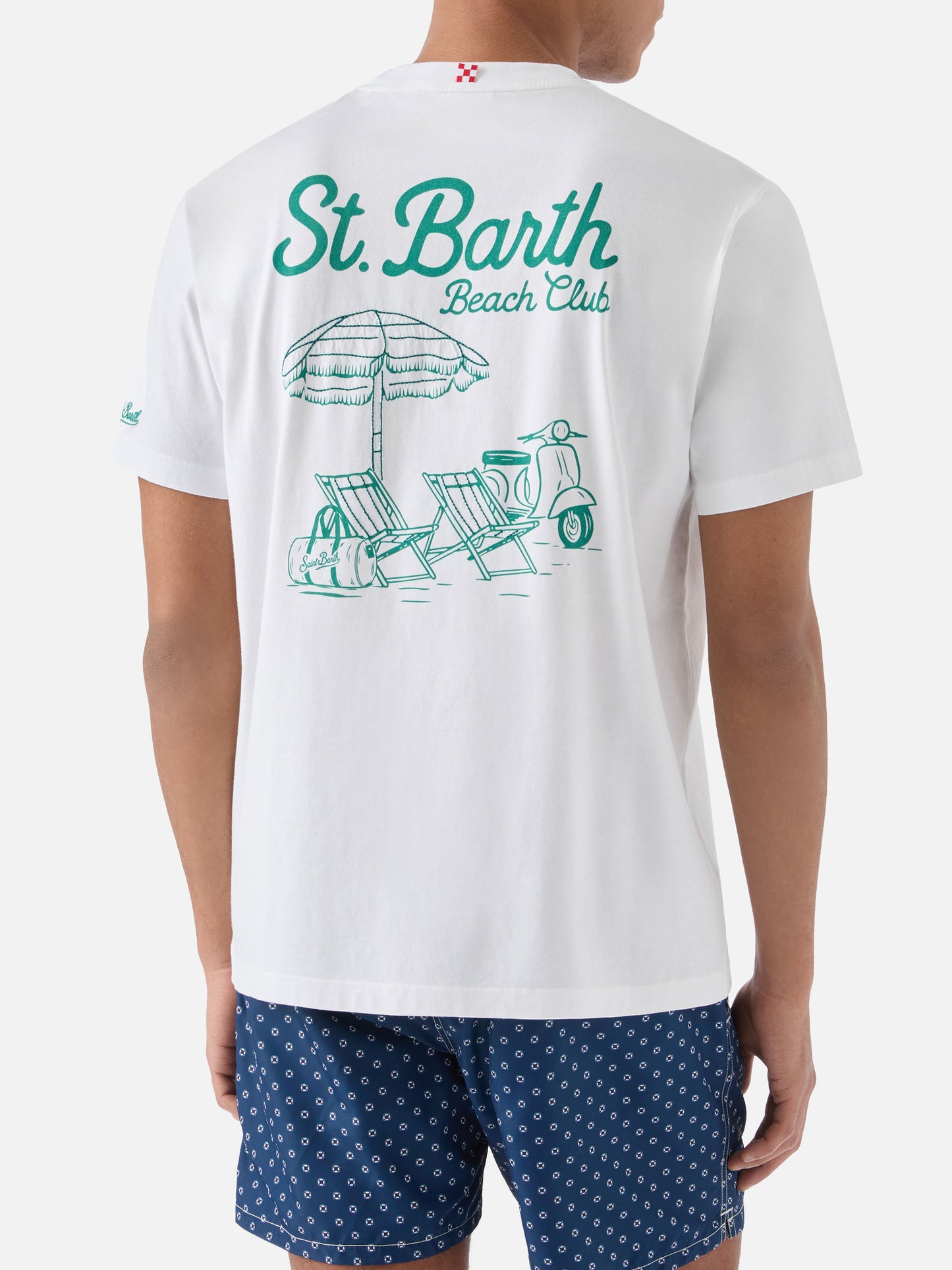 T-shirt Portland bianca con ricamo St. Barth Beach Club