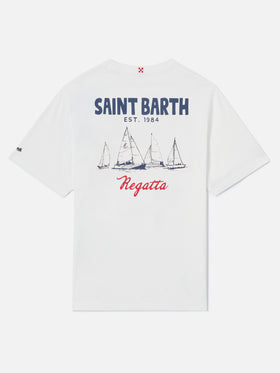 T-shirt Portland panna con stampa St. Barth Regatta
