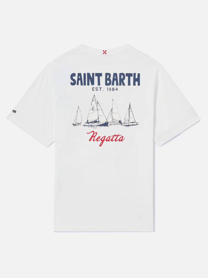 Cream Portland t-shirt with St. Barth Regatta print