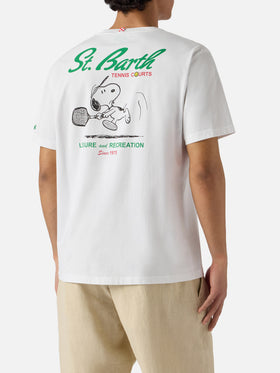 White Portland t-shirt with Snoopy Tennis Court illustration | Special Edition