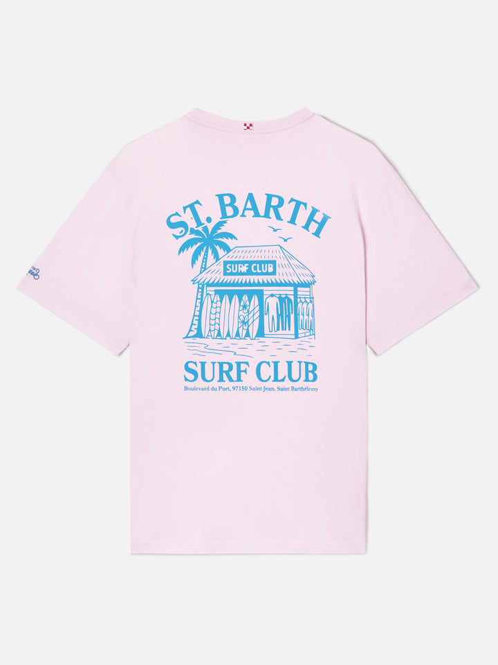 Pink Portland t-shirt with St. Barth Surf Club print
