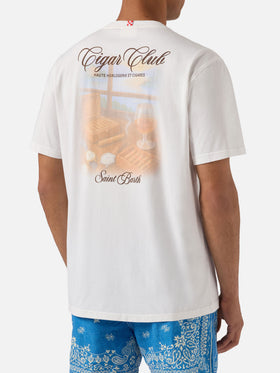White Portland t-shirt with Cigar Club print