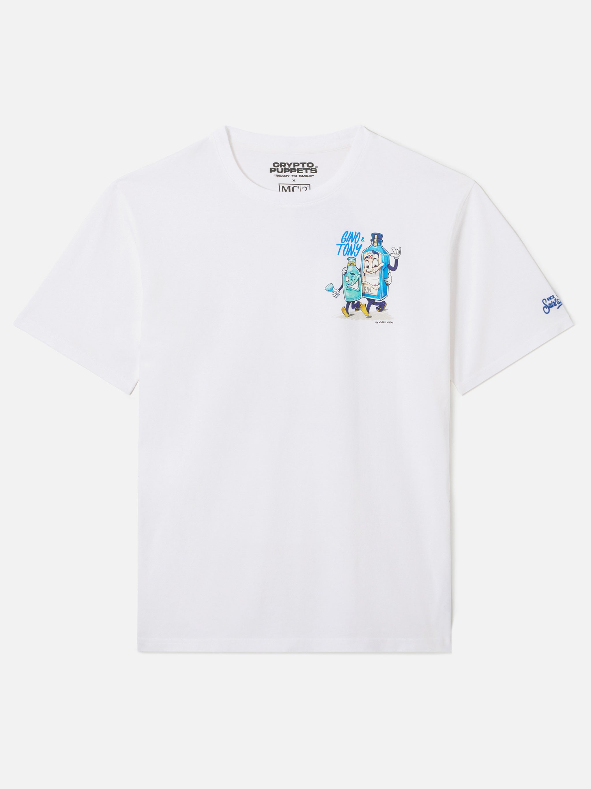 White Portland t-shirt with Gino & Tony illustration | Special