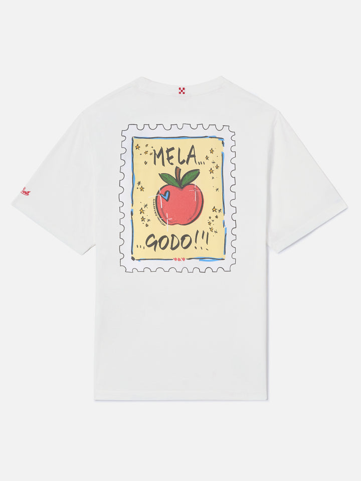 T-shirt Portland bianca con illustrazione Mela Godo
