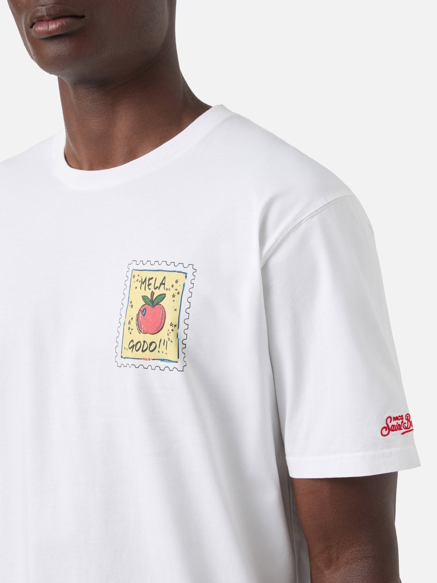 White Portland t-shirt with Mela Godo illustration