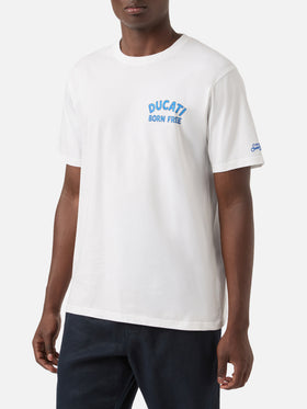 White Portland t-shirt with Ducati Born Free print | Special Edition
