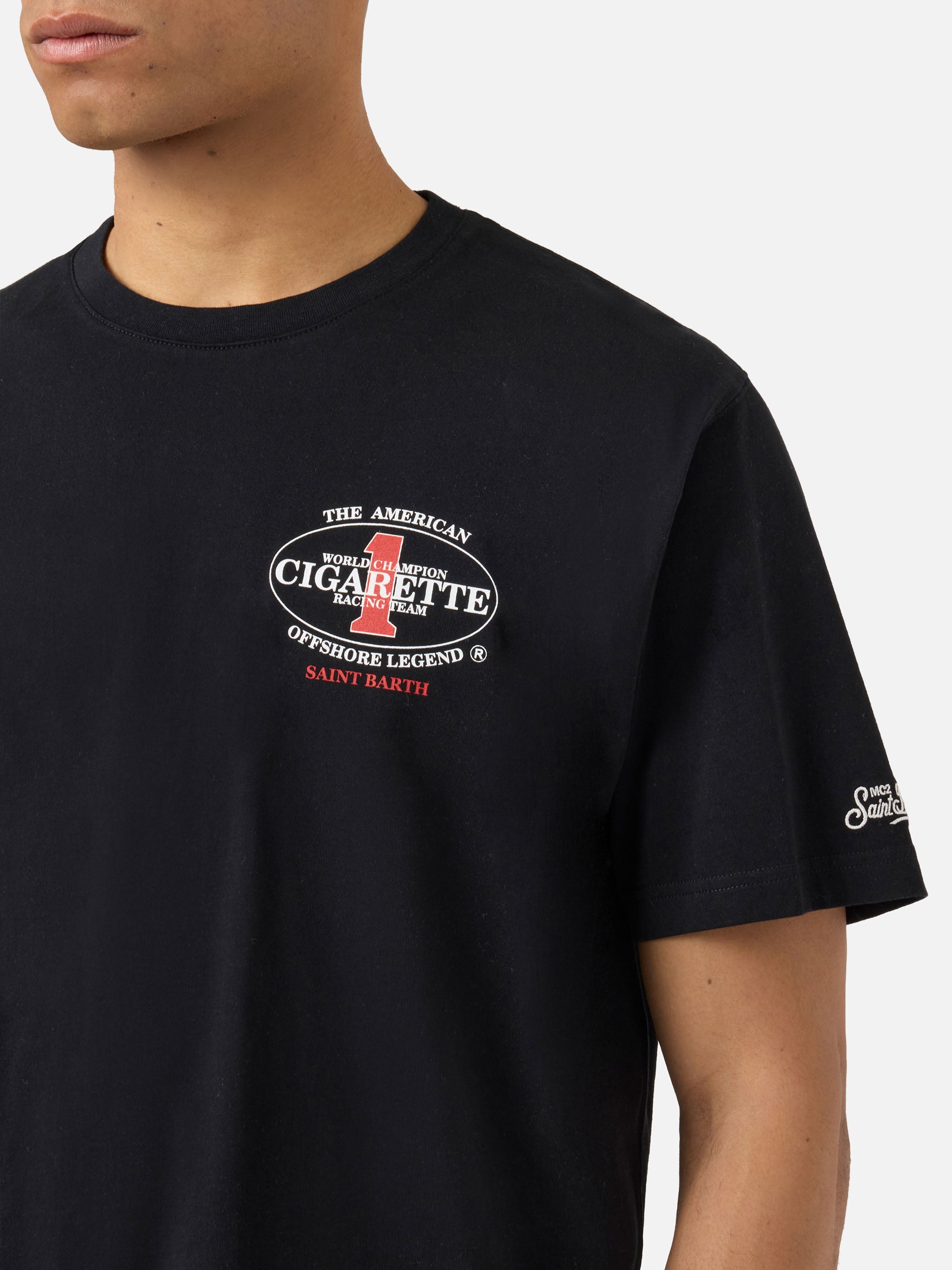 Black Portland t-shirt with Cigarette Racing print | Special