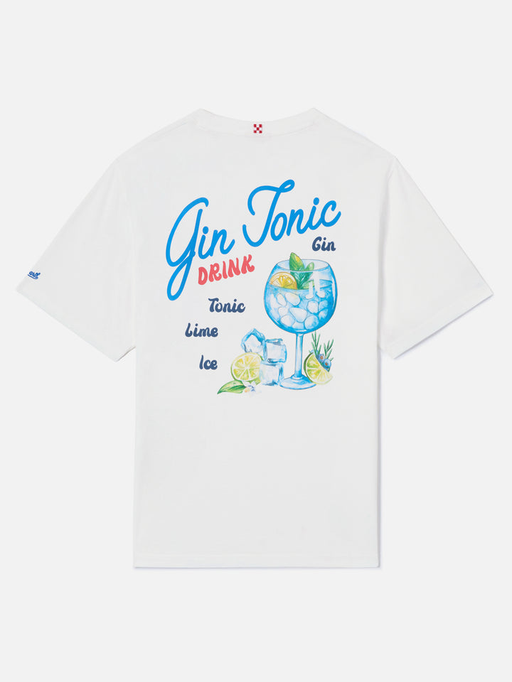 T-shirt Portland bianca con illustrazione Gin Tonic Drink