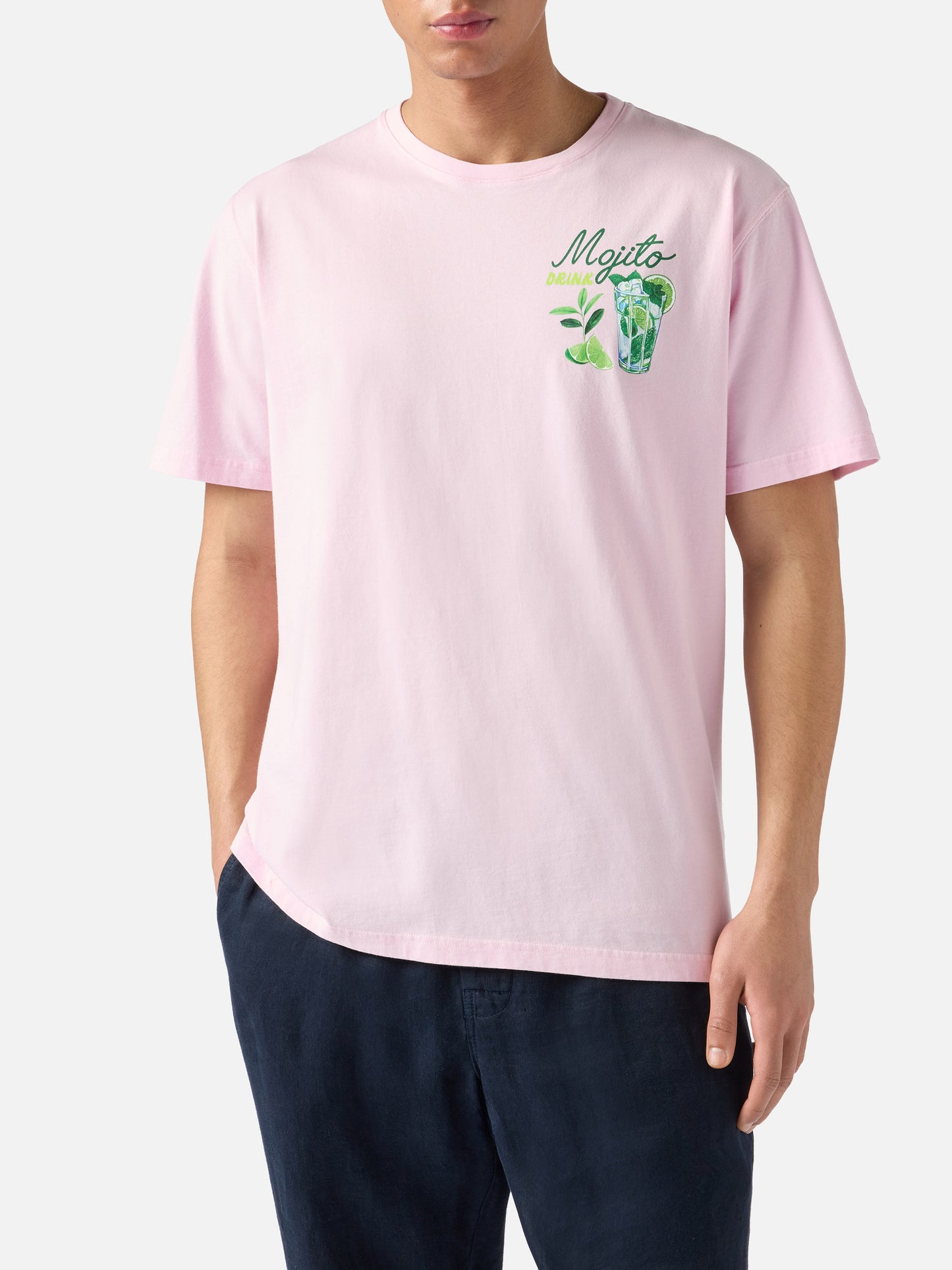 T-shirt Portland rosa con illustrazione MoJito Drink