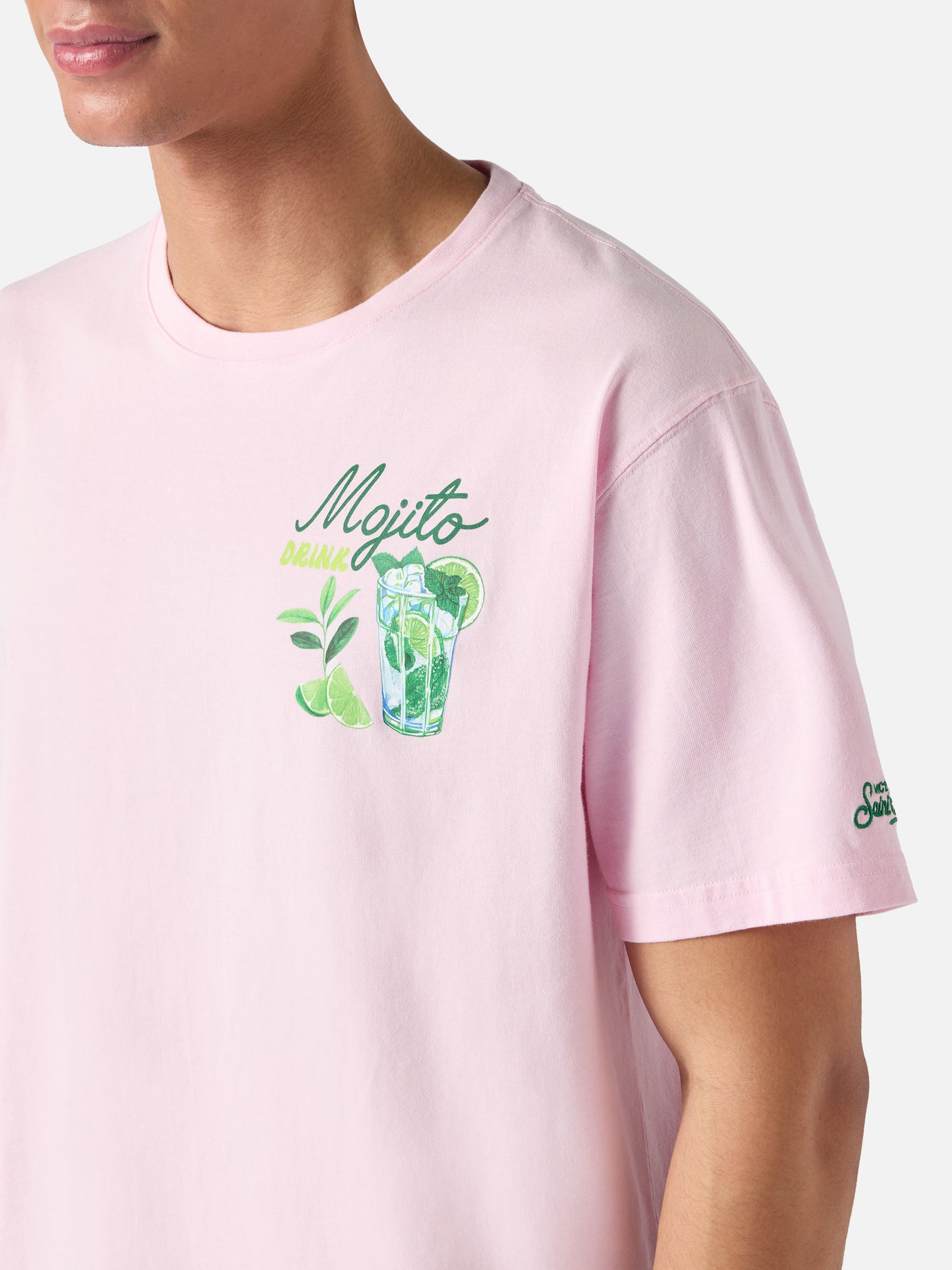 T-shirt Portland rosa con illustrazione MoJito Drink