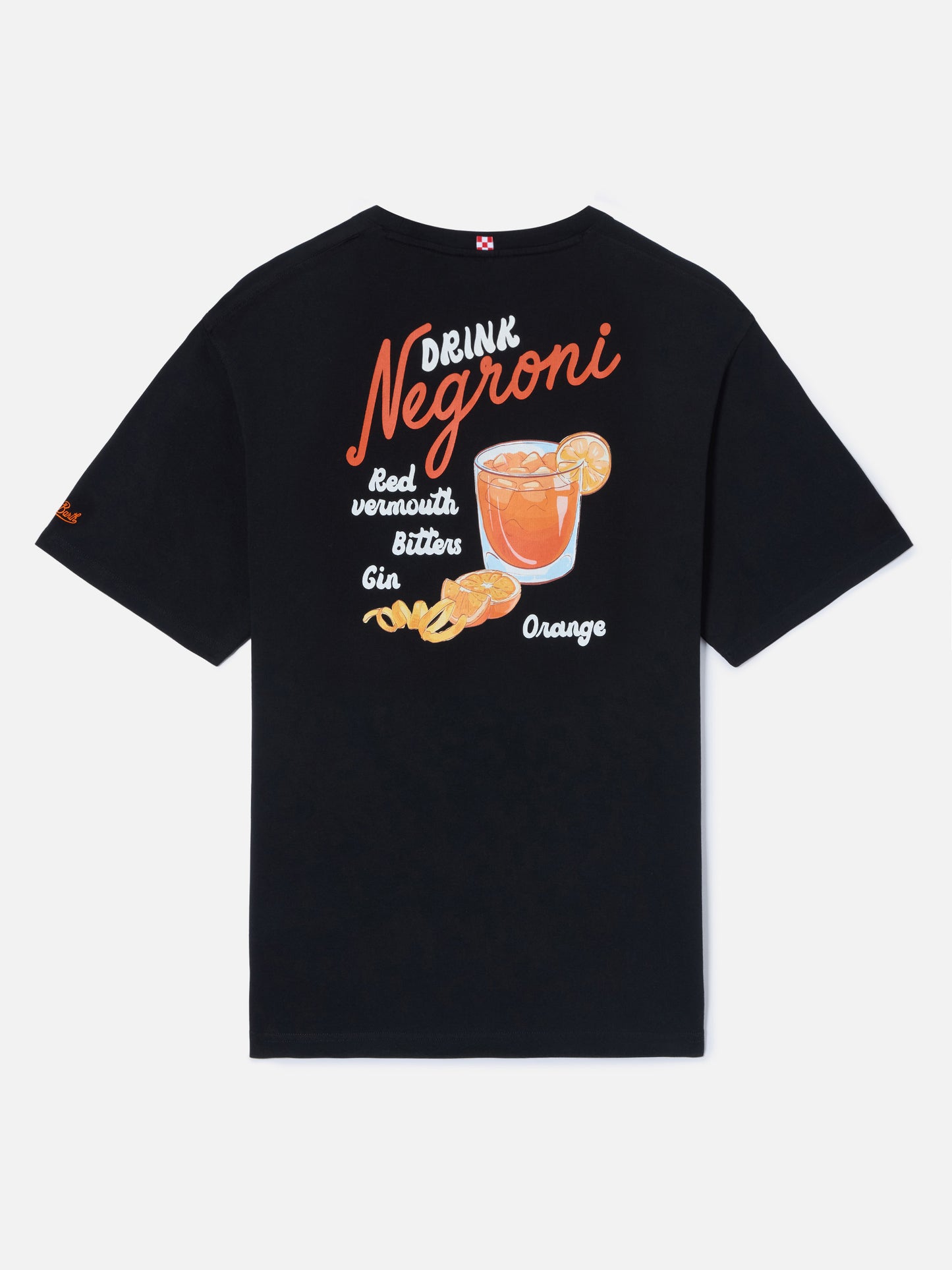 Black Portland t-shirt with Negroni Drink illustration