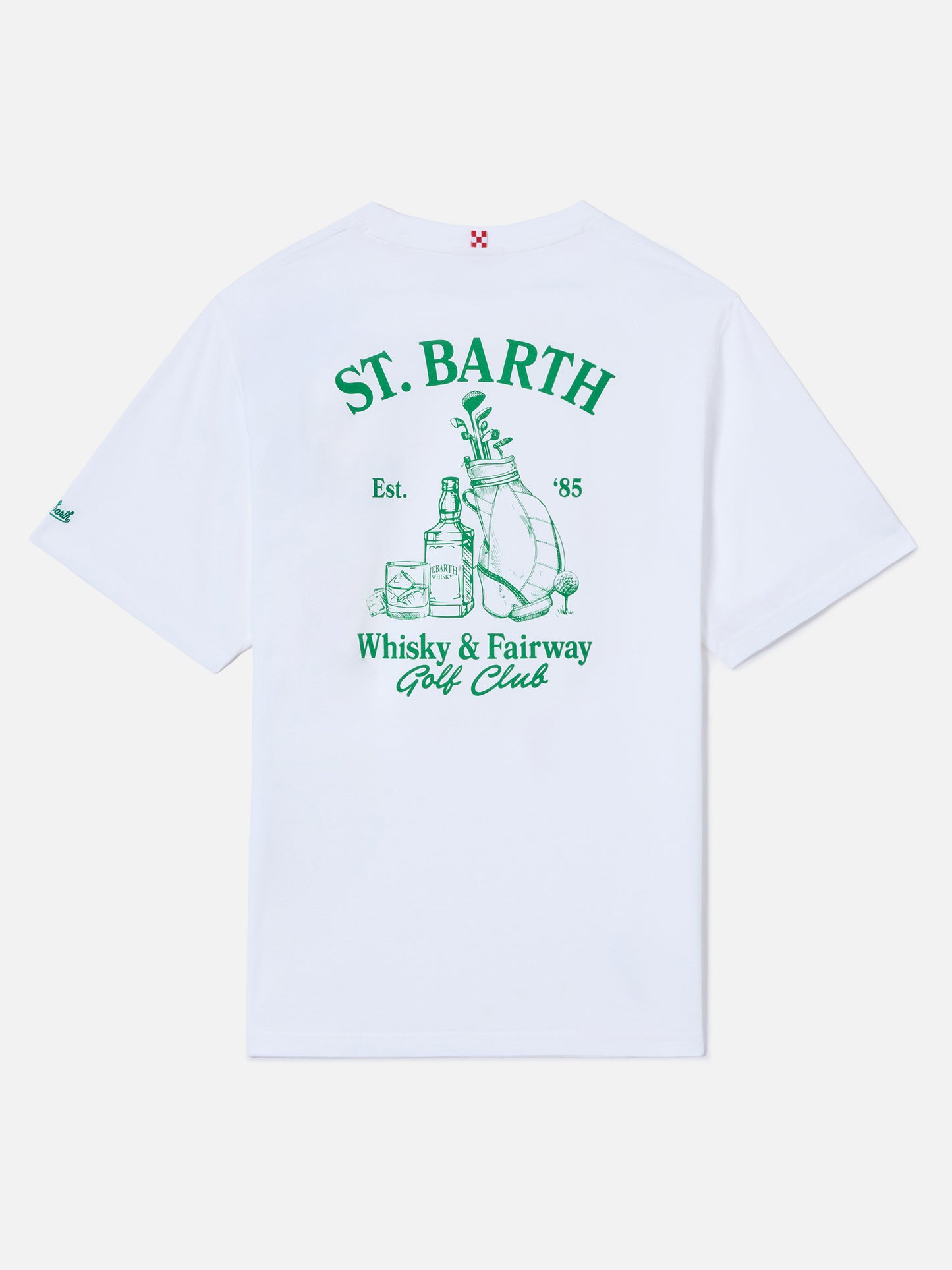T-shirt Portland bianca con illustrazione Whisky & Fairway Golf Club