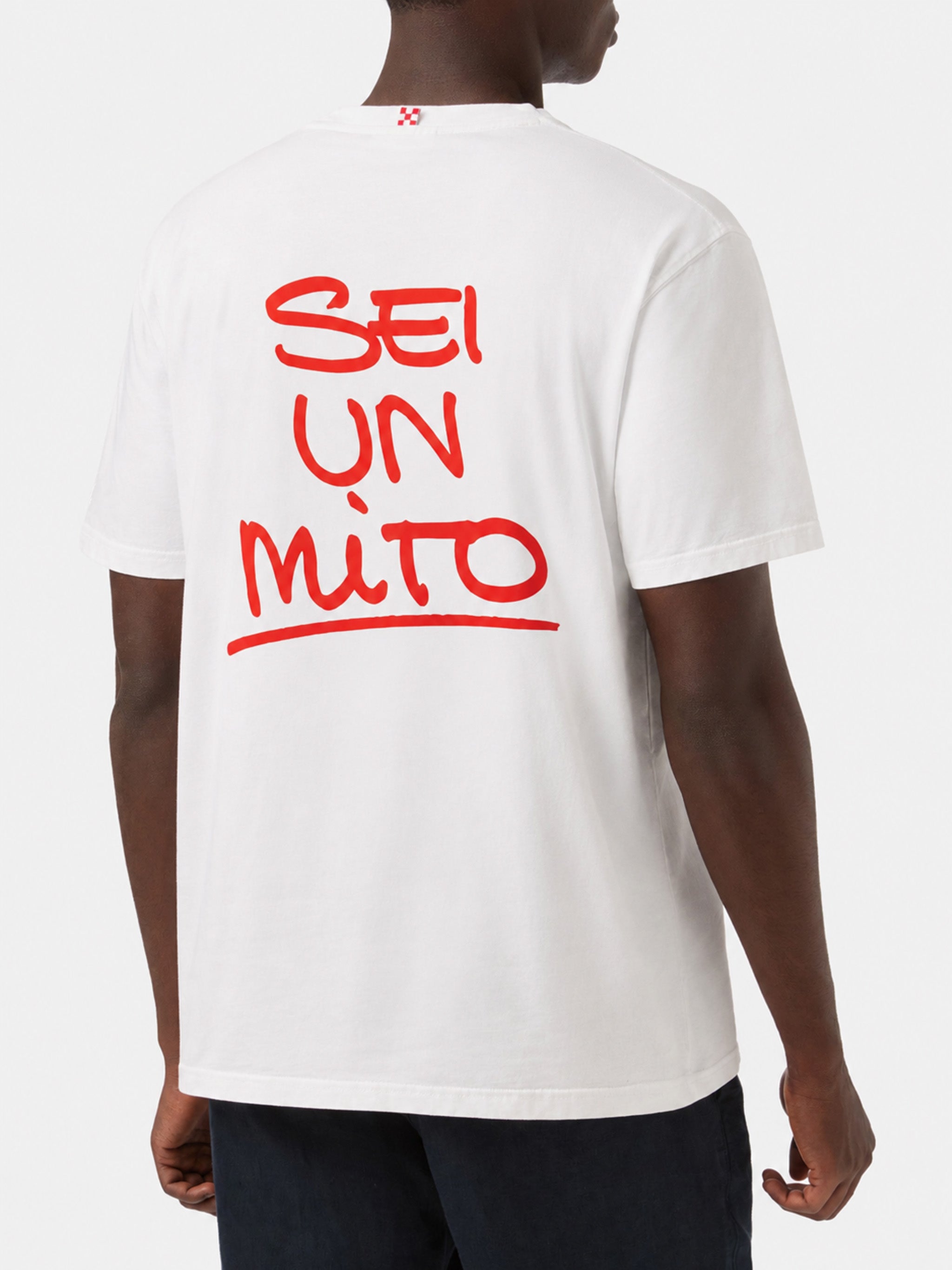 White portland t-shirt with Sei un mito graphic | 883 SPECIAL