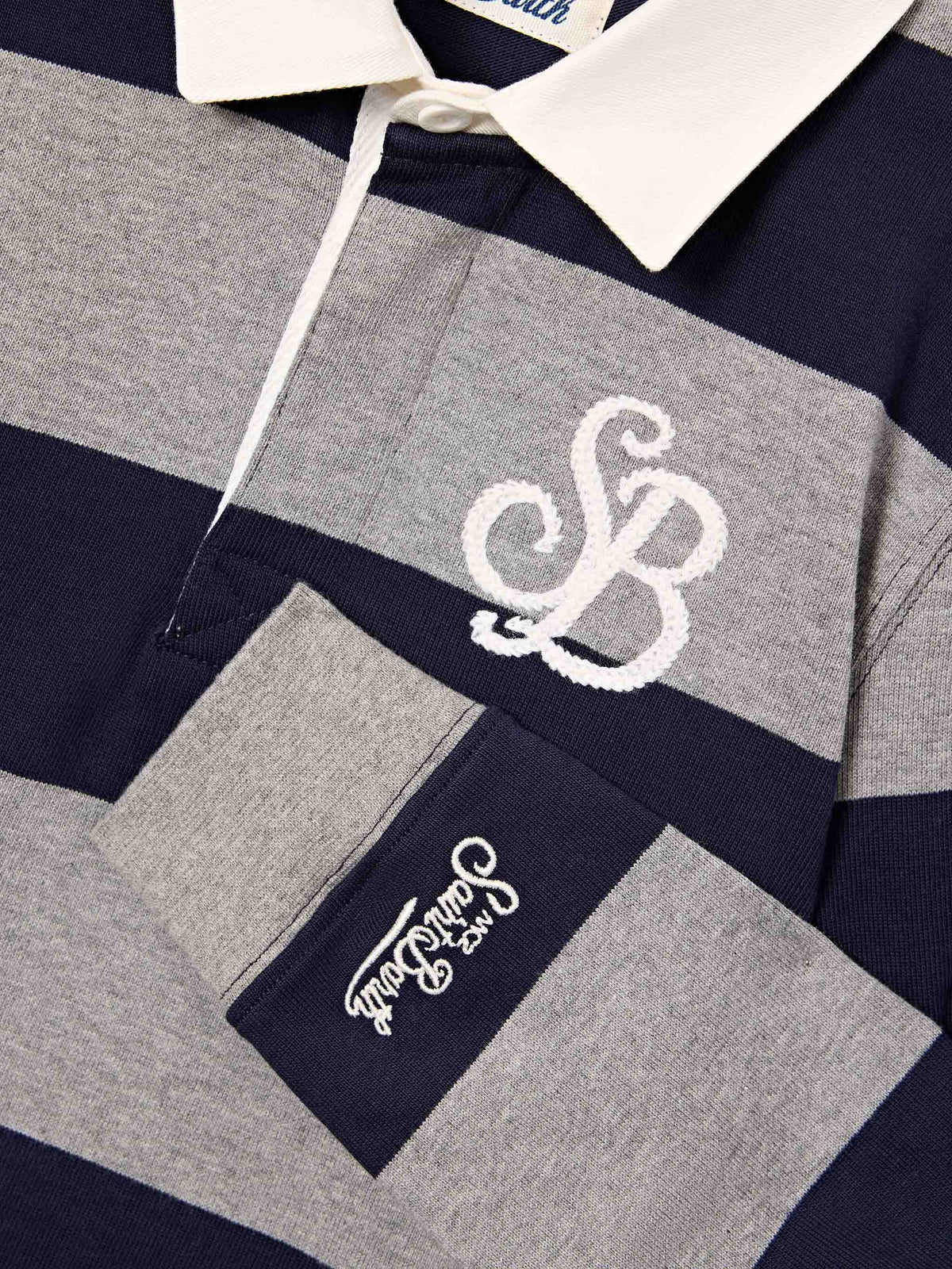Striped Quarterback cotton rugby polo with back Mickey Mouse print | Special edition