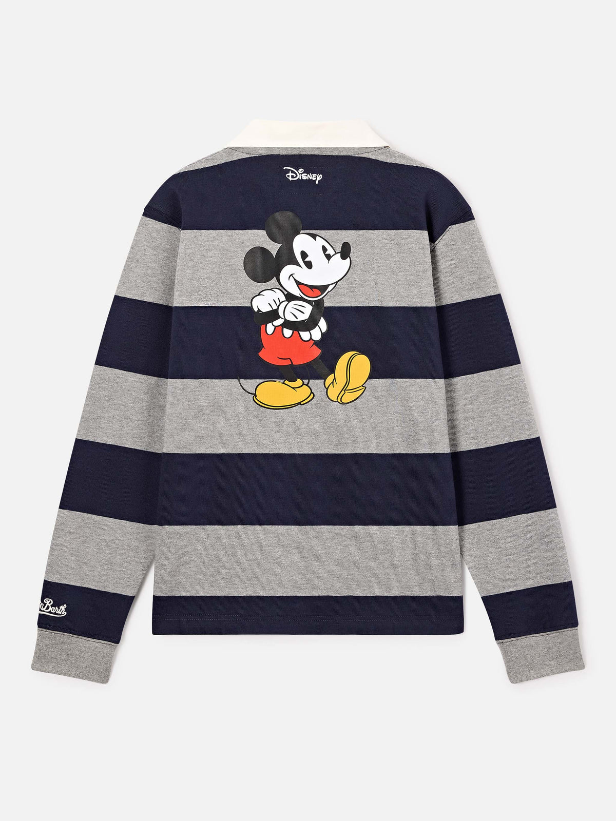 Striped Quarterback cotton rugby polo with back Mickey Mouse print | Special edition