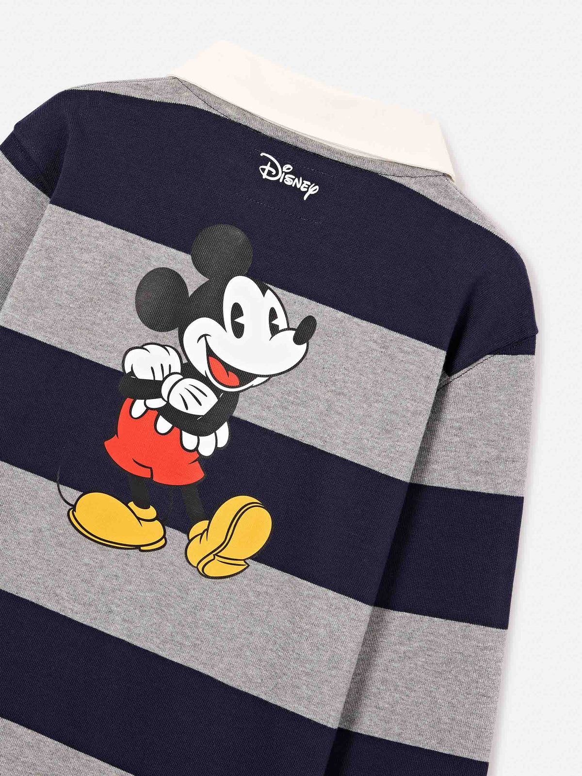 Striped Quarterback cotton rugby polo with back Mickey Mouse print | Special edition