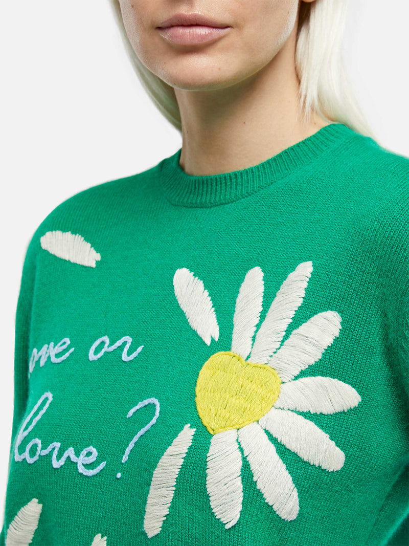 Woman brushed sweater with daisy print