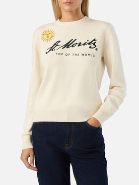 Off white New Queen crewneck knit with St. Moritz embroidery | Special edition